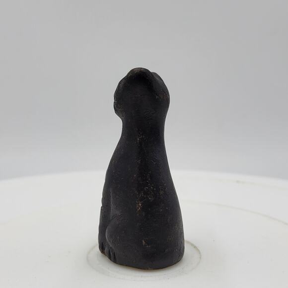 Vintage MCM Cats Miniature Black Handmade Mexican Clay Two - Picture 6 of 15